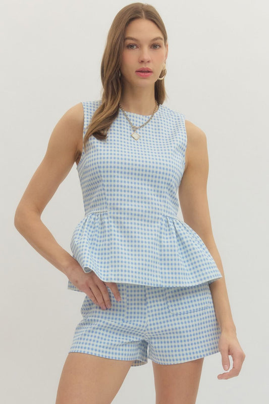 Gingham Peplum Top
