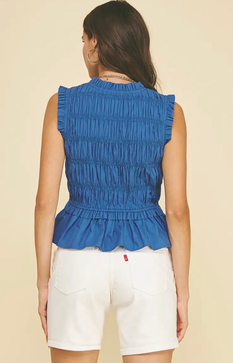 So Summer Tie Detailed Smocked Top