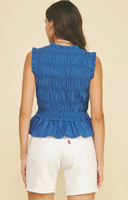 So Summer Tie Detailed Smocked Top