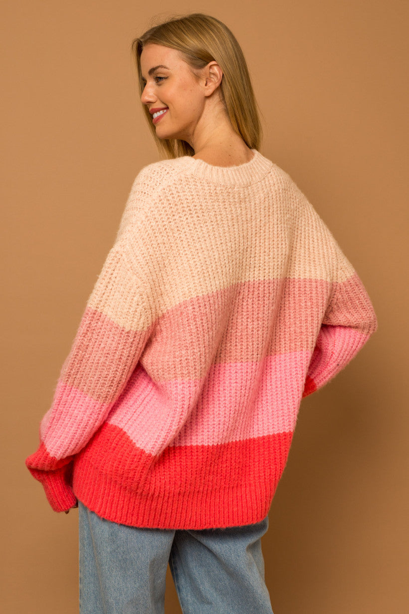 Pink Colorblock Sweater