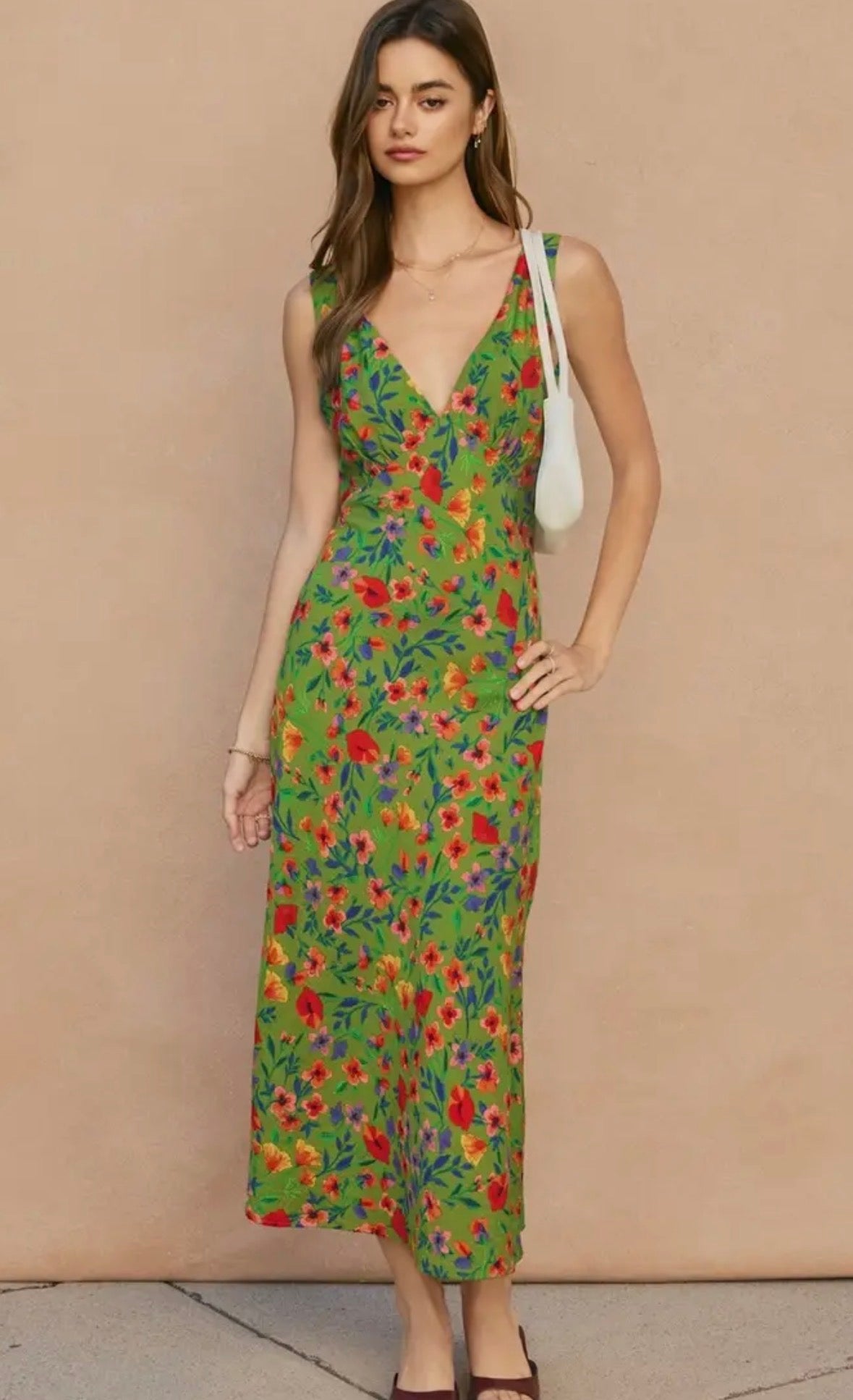 Wildflower Rush V Neck Midi Dress