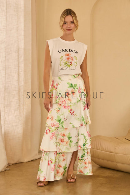 Floral Tiered Maxi Skirt