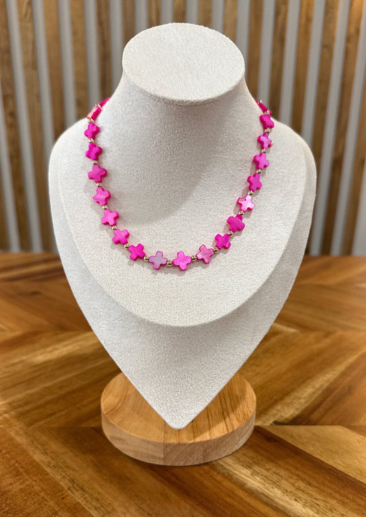 Girl’s Hot Pink Cross Necklace
