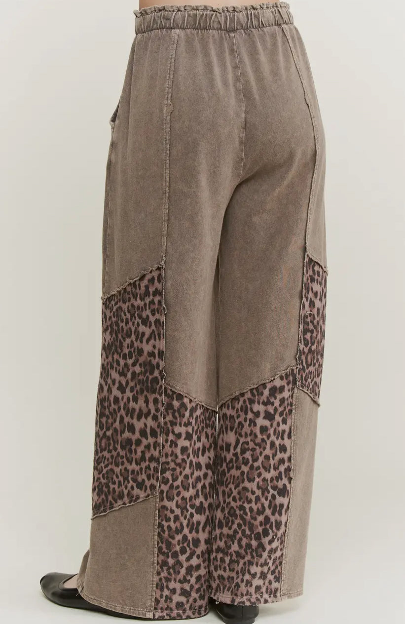 Leopard Patchwork Mineral Wash Pants