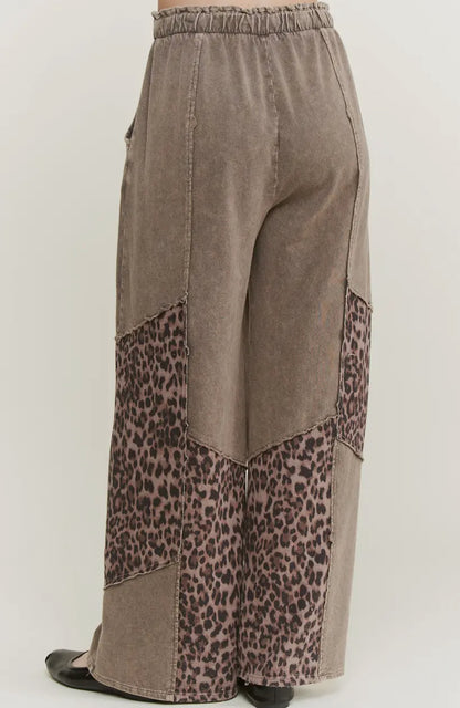 Leopard Patchwork Mineral Wash Pants