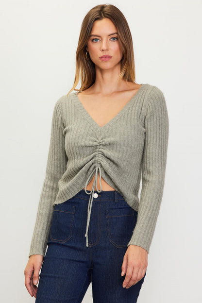 Ruched Sweater - Olive