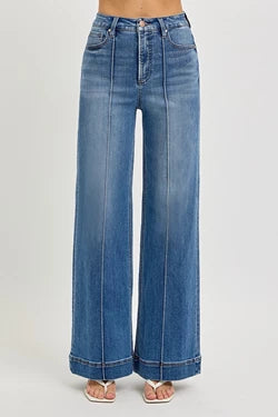 Maria High Rise Pintuck Denim - Risen