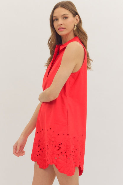 Rosie Red Embroidered Mini