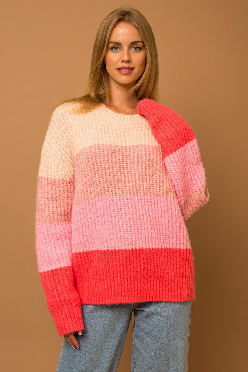 Pink Colorblock Sweater