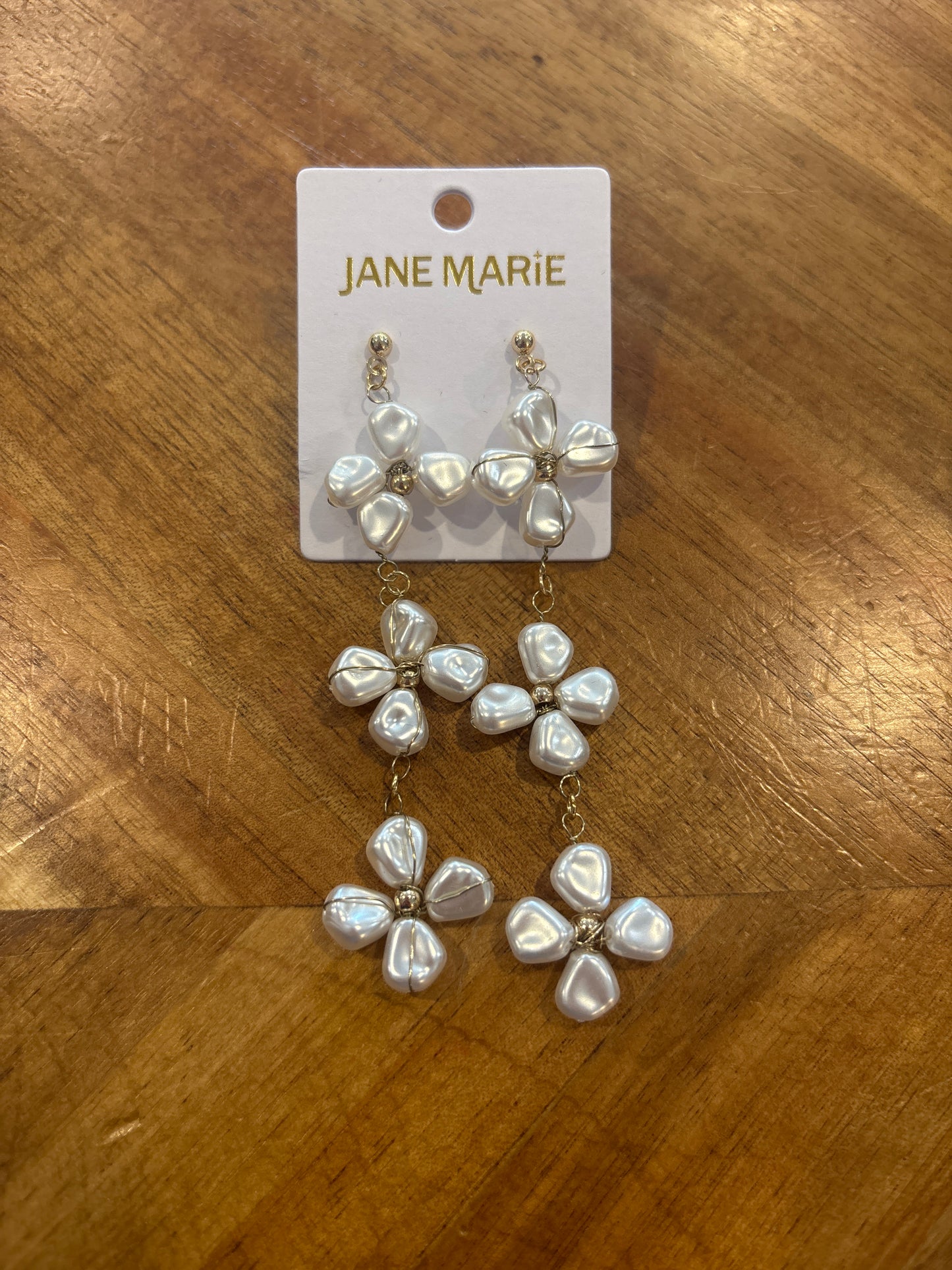 White Pearl Floral Earrings