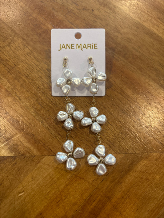 White Pearl Floral Earrings