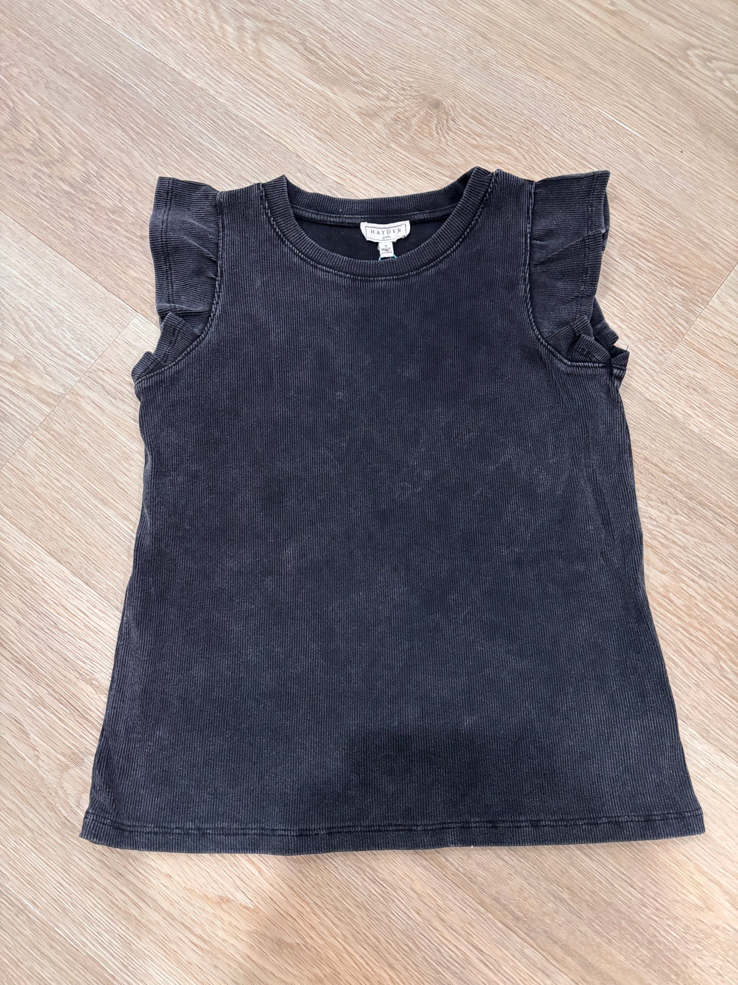 Girls Black Ruffle Sleeve Top