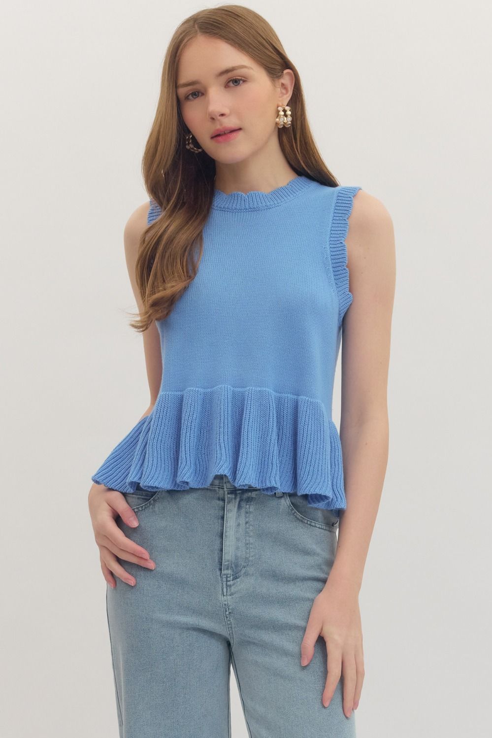 Chambray Peplum Top