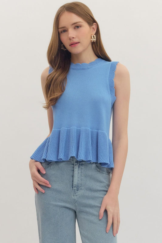 Chambray Peplum Top