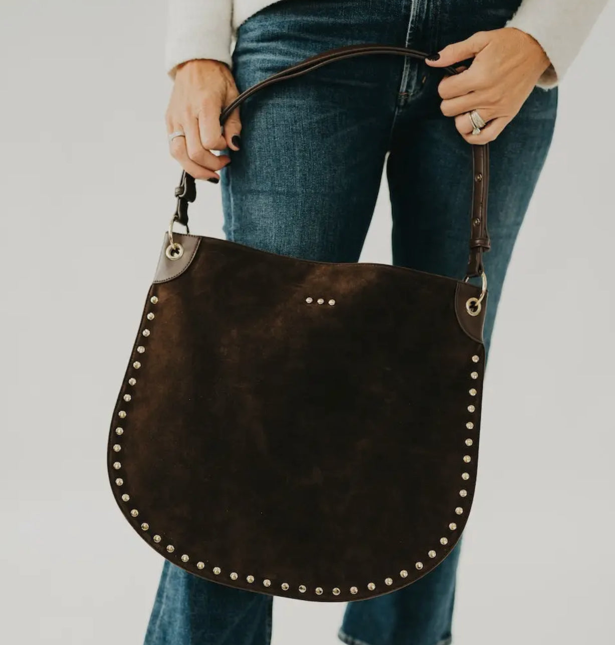 Rosalie Rivet Suede Hobo Bag