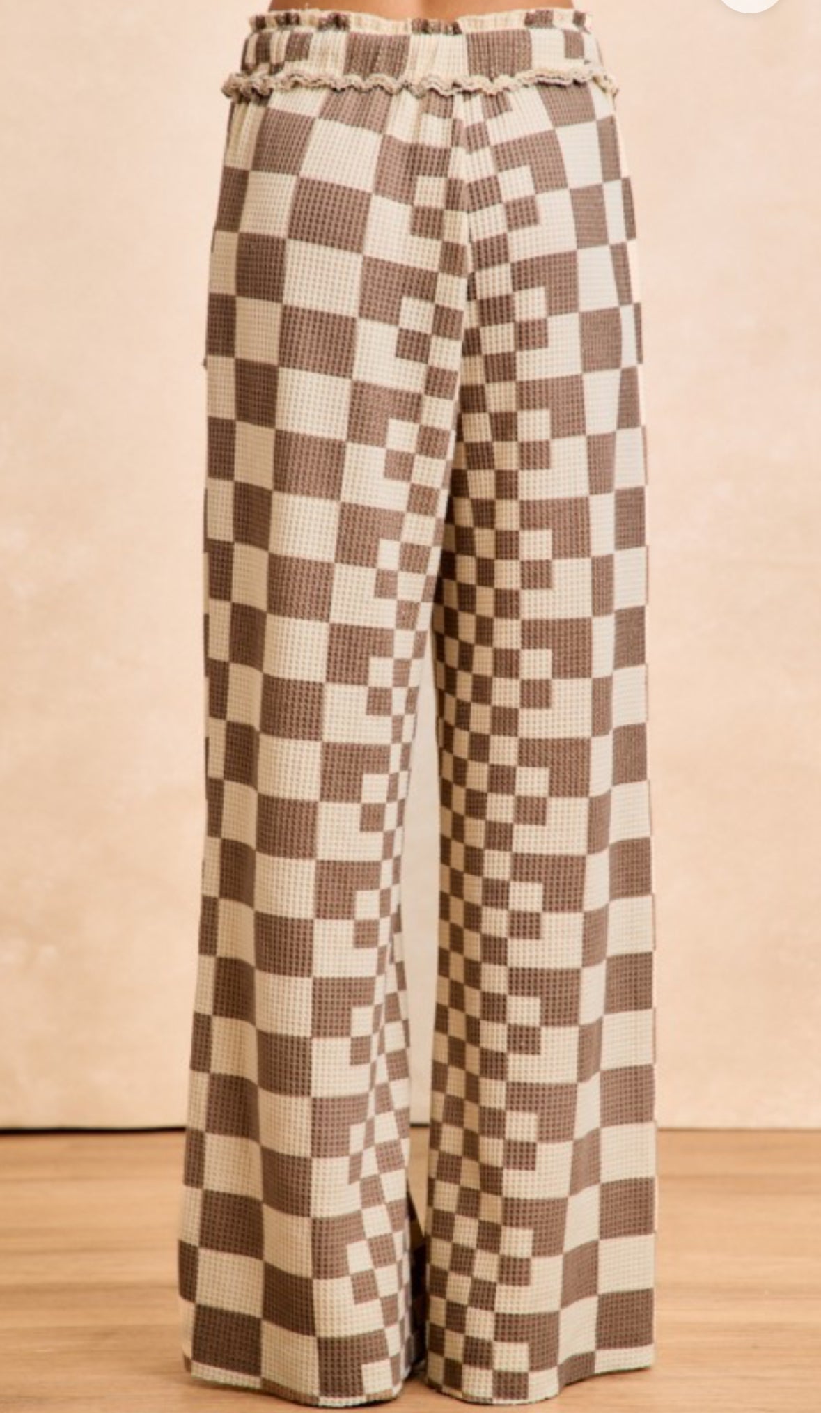 Checkered Waffle Knit Pants