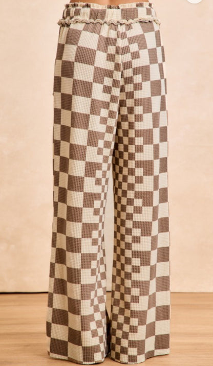 Checkered Waffle Knit Pants