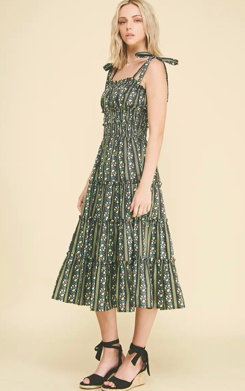 In The Meadows Floral Tiered Midi Dress