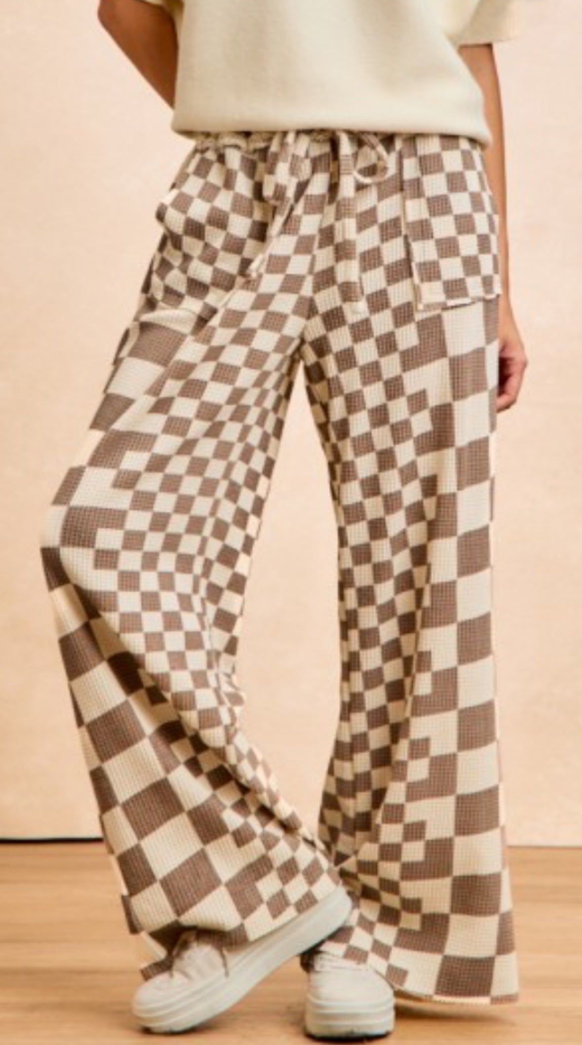 Checkered Waffle Knit Pants
