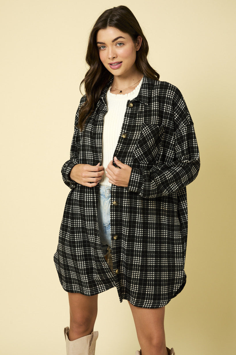 Plaid Sweater Shacket Dress