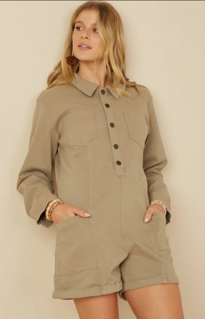 Button Up Cargo Romper