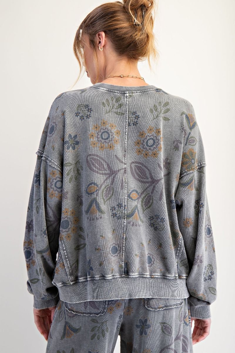 Floral Print Terry Top