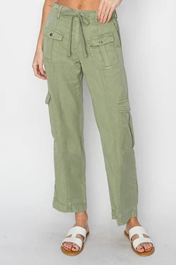 Tencel Cargo Pants - Olive RISEN