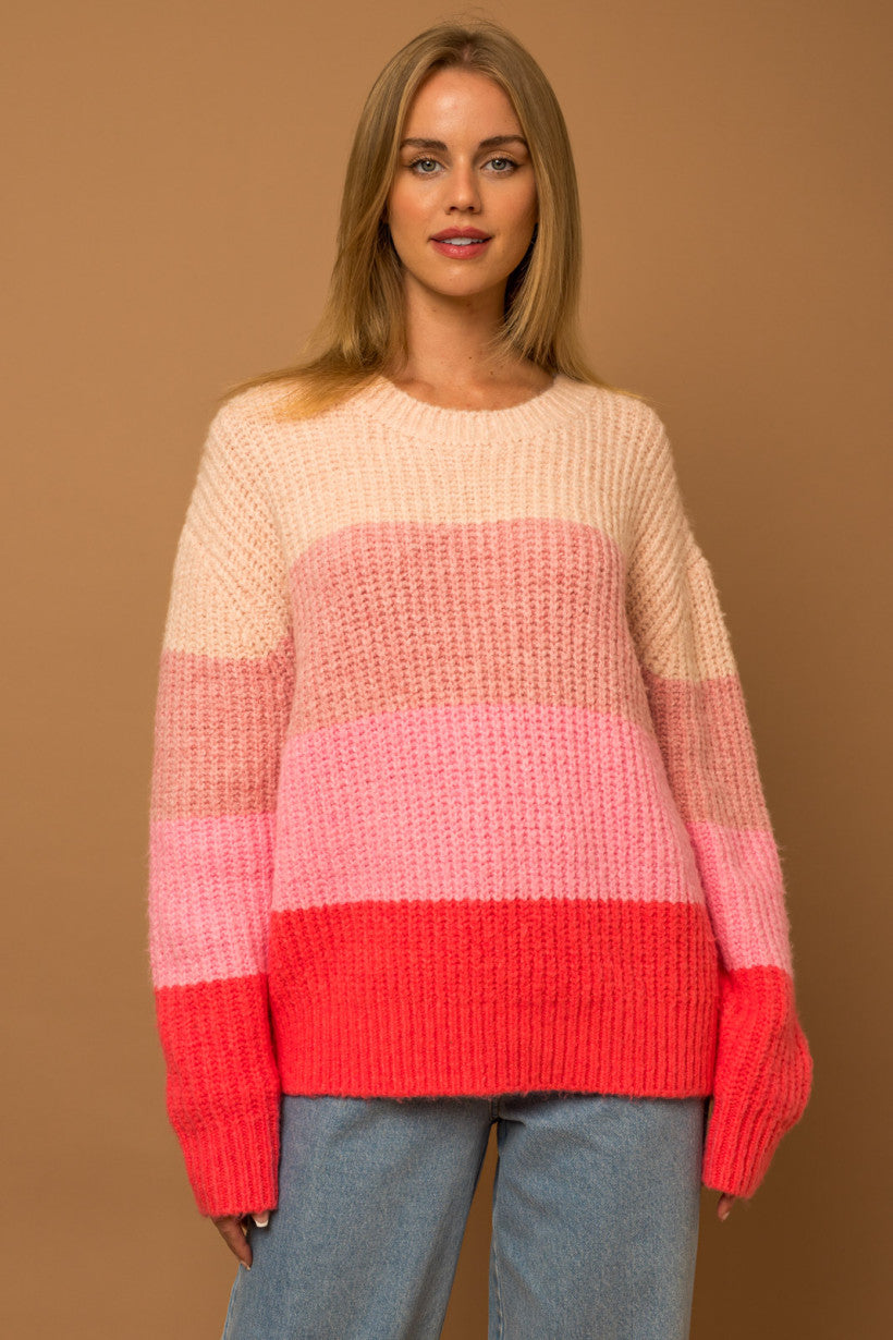 Pink Colorblock Sweater