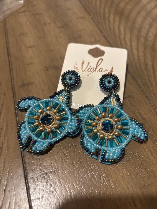 Beaded Turtle Earrings