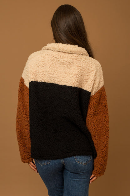 Leopard Color Block Sherpa