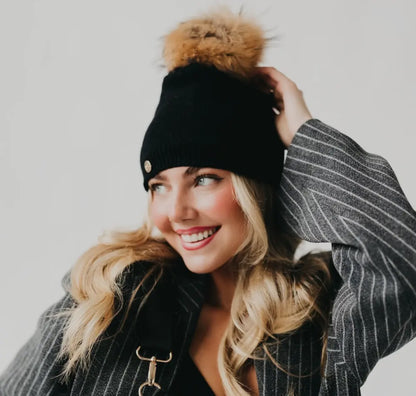 Fine Knit Pom Beanie - FINAL SALE