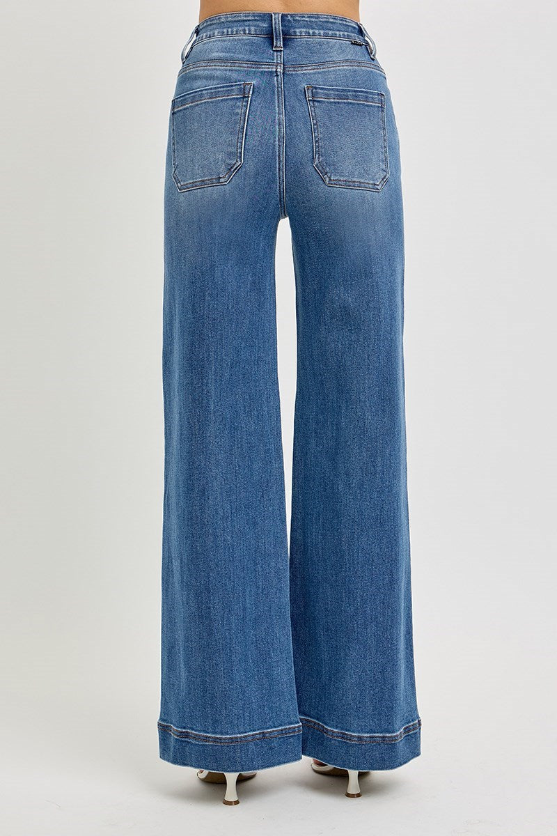 Maria High Rise Pintuck Denim - Risen