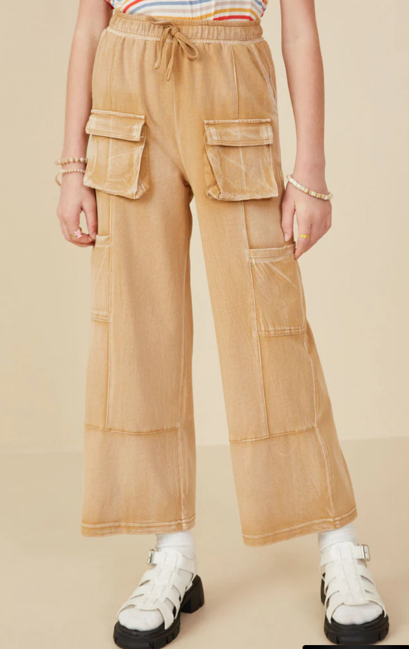 Girl’s Taupe Wide Leg Cargo Pant