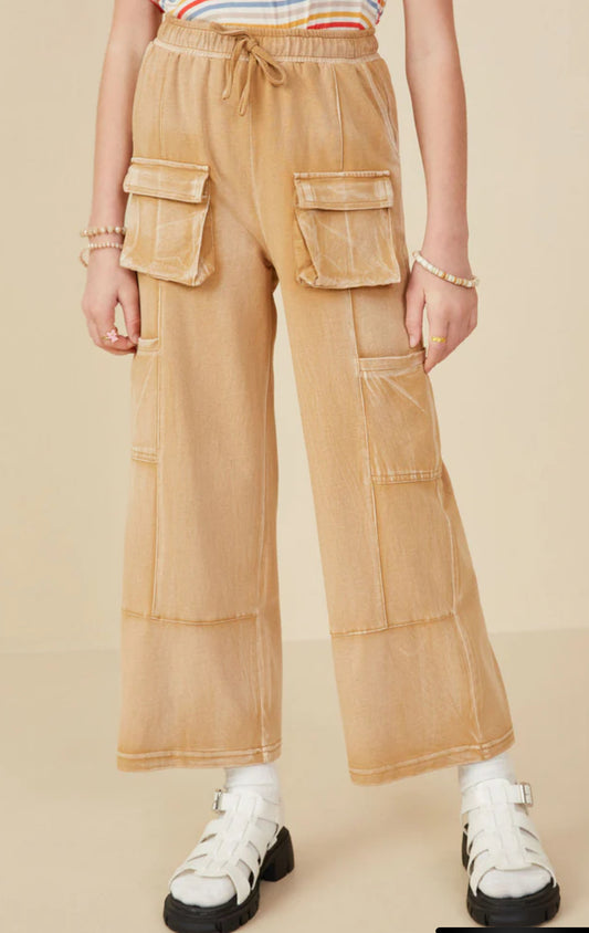 Girl’s Taupe Wide Leg Cargo Pant