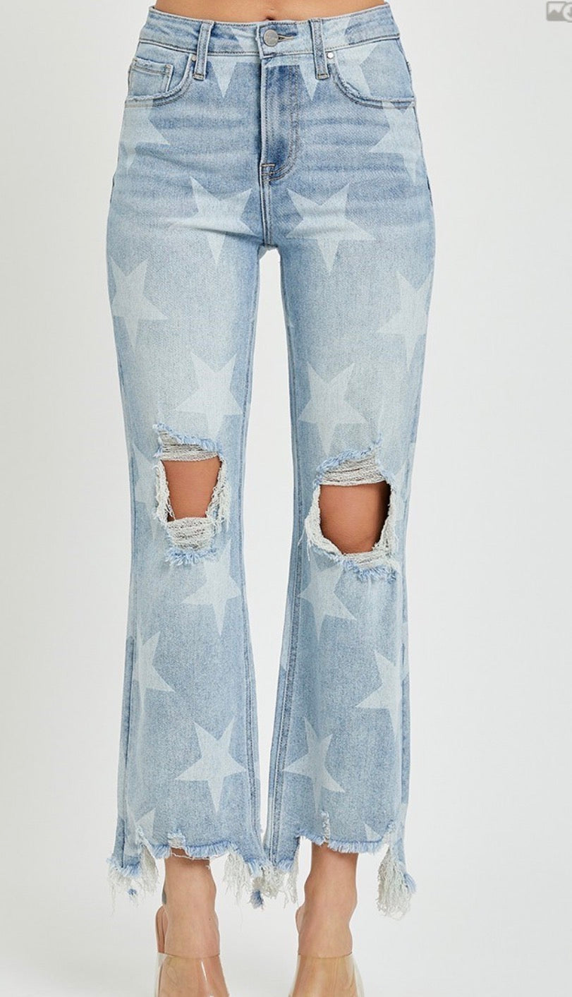 Star Printed Denim
