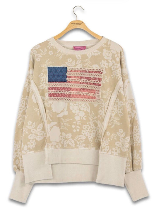 Washed Flag Pullover - Simply Southern