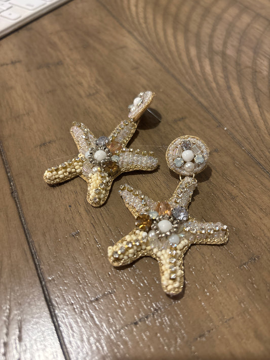 Beaded Starfish Earrings