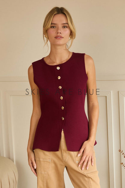 Holly Sweater Knit Peplum Vest