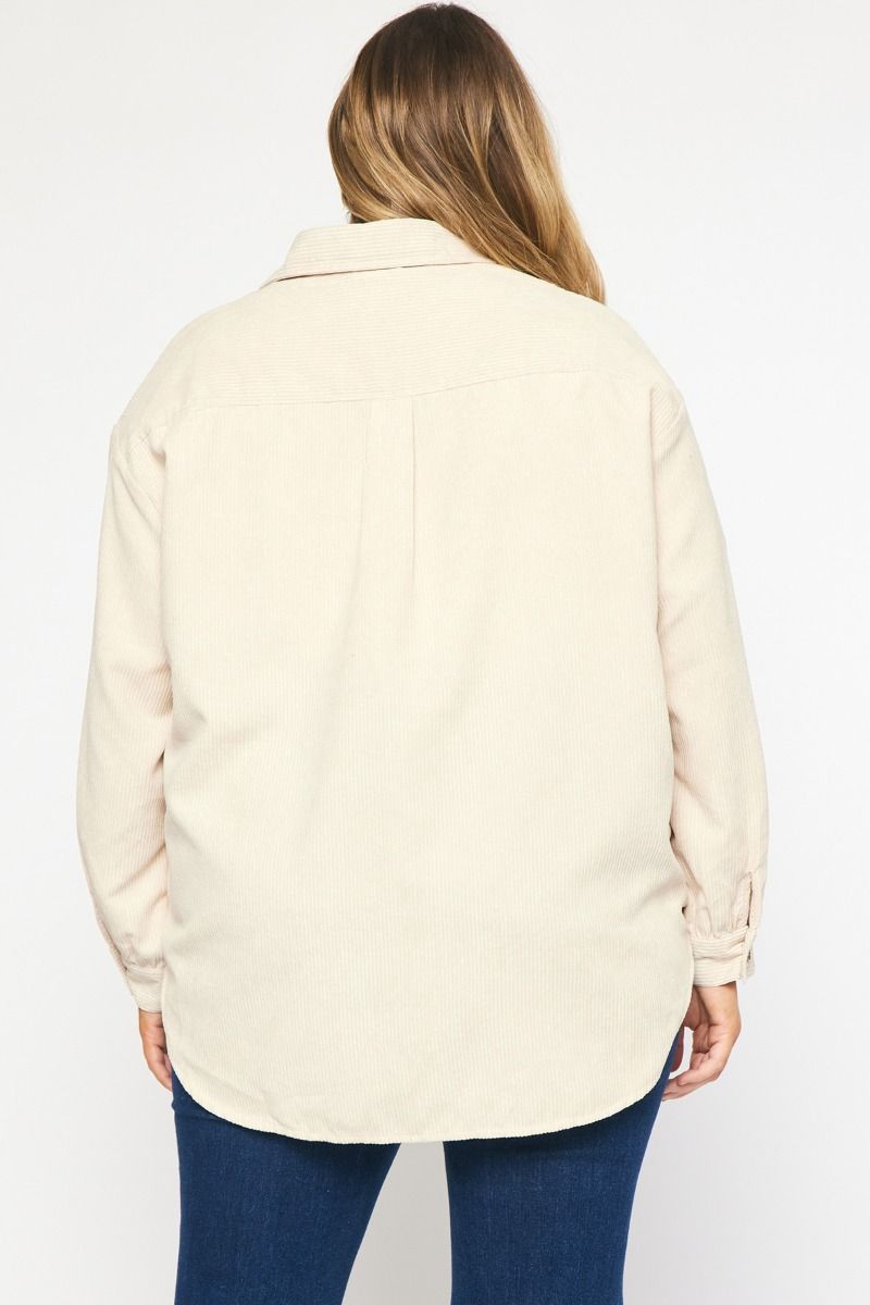 Almond Corduroy Top - Plus