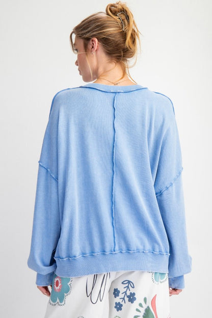 Mineral Wash Cozy Shirt : Blue