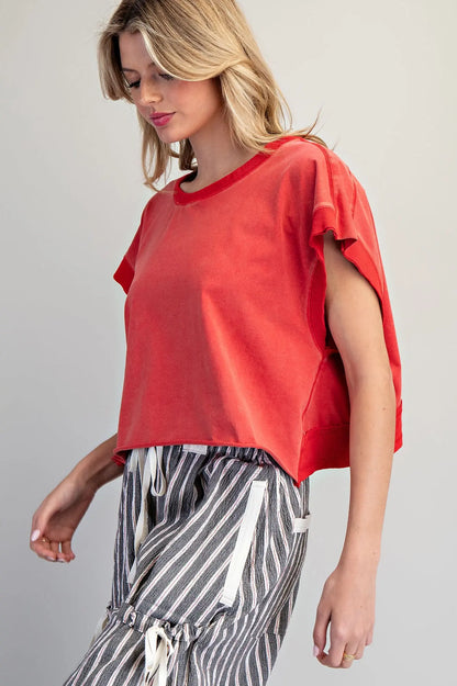So Free Short Sleeve Open Back Top