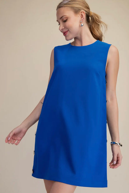 Royal Side Button Mini Shift Dress
