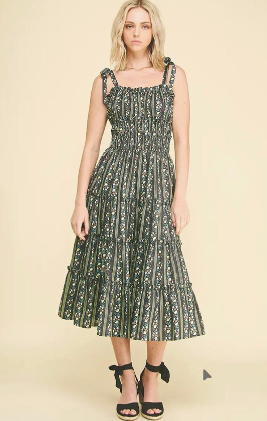 In The Meadows Floral Tiered Midi Dress