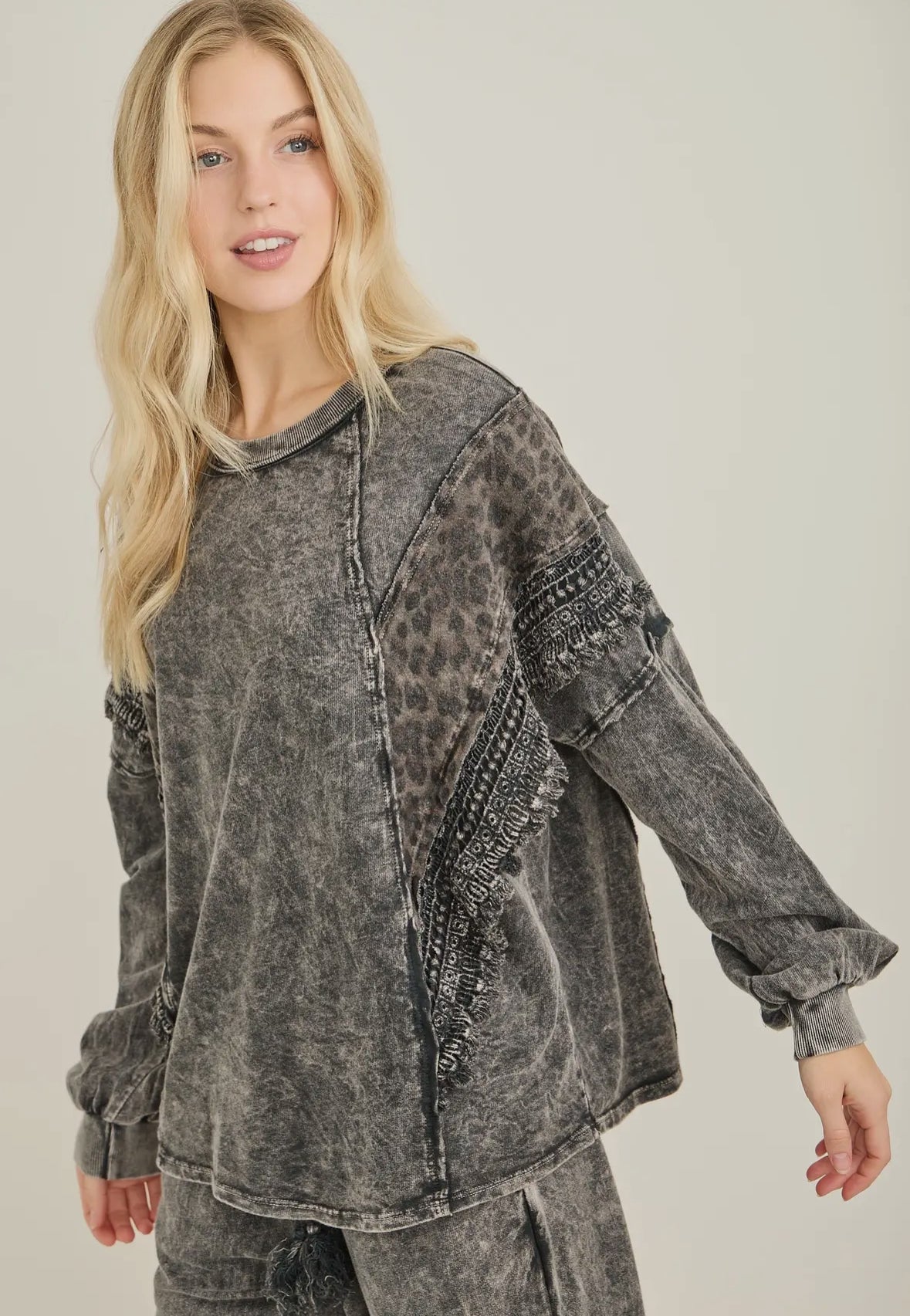 Leopard Fringe Detailed Top