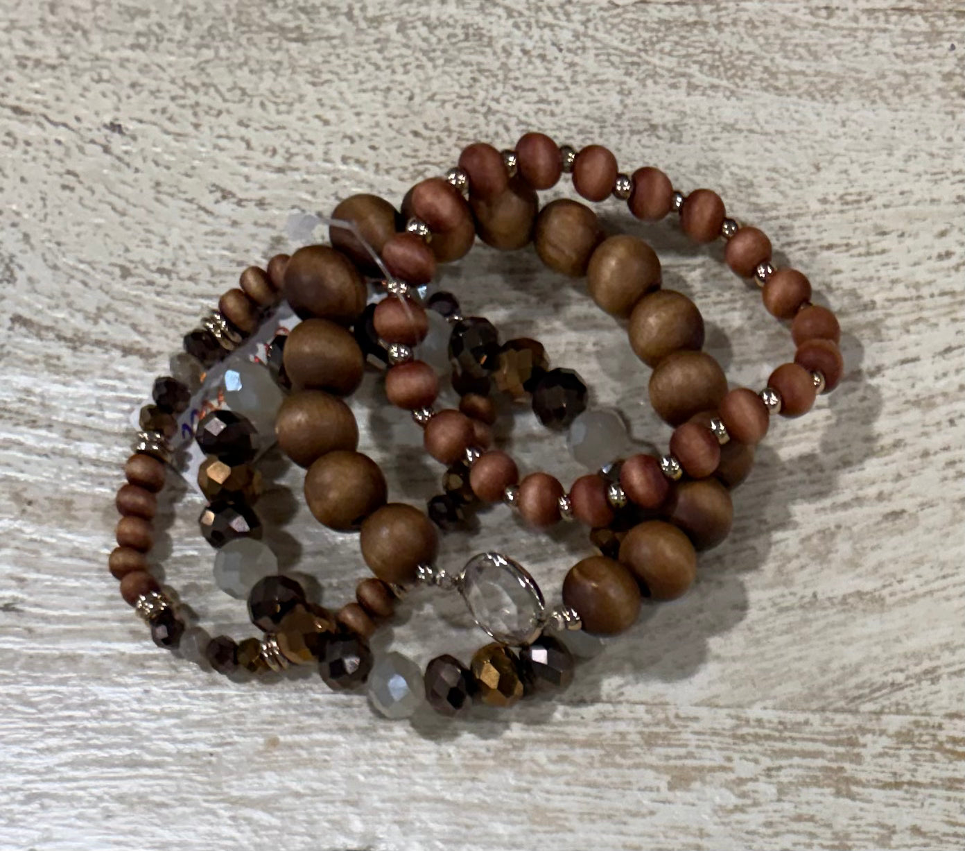Neutral Dark Wood Bracelet Set