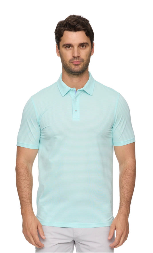 Baldwin Striped Mesh Performance Polo