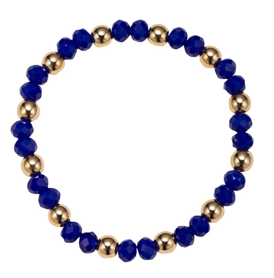 Blue with Gold Beads Bracelet