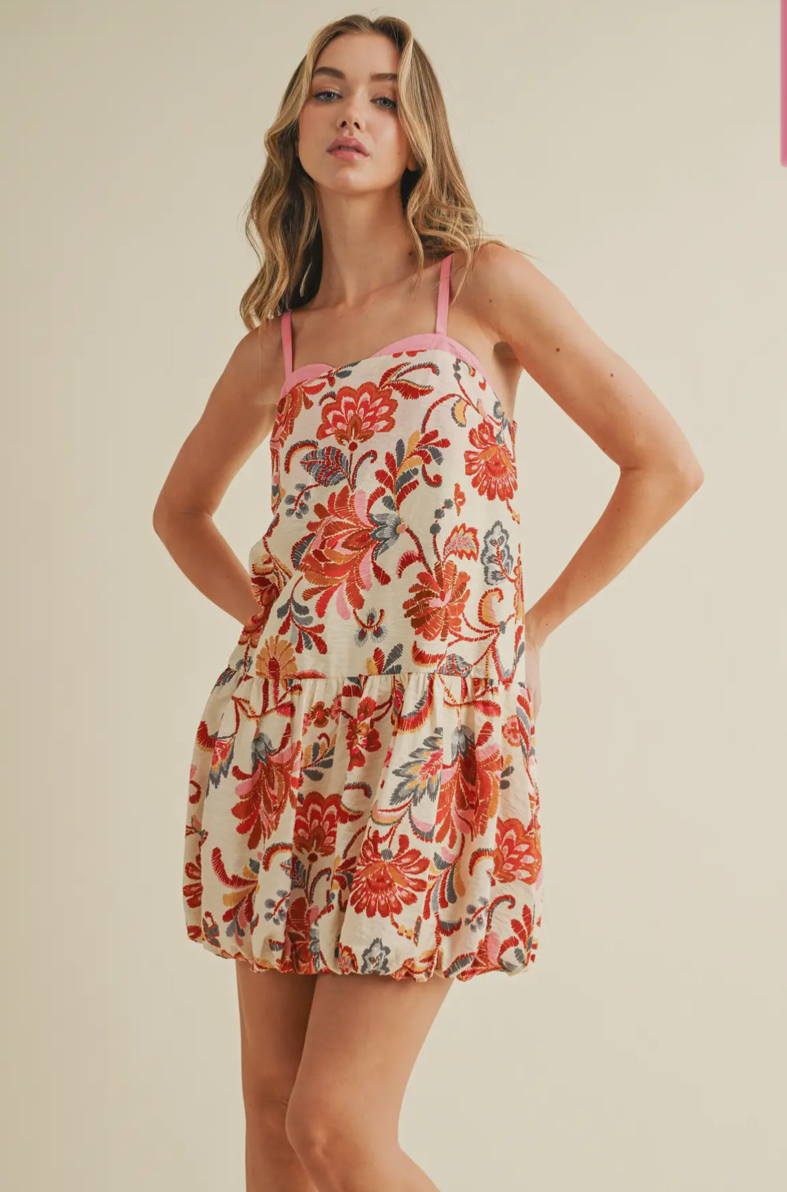 Boho Floral Bubble Hem Dress