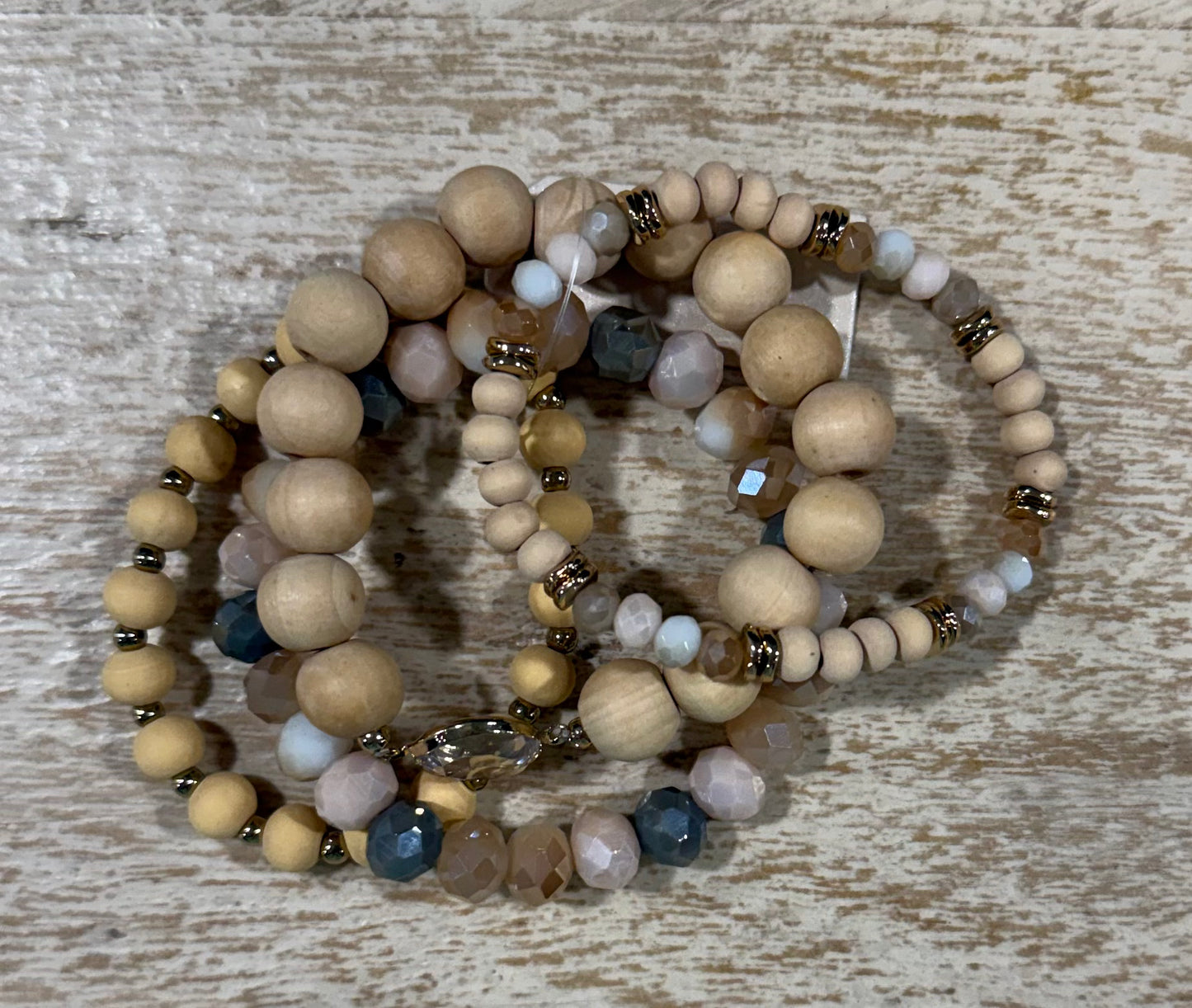 Neutral Light Wood Bracelet Set