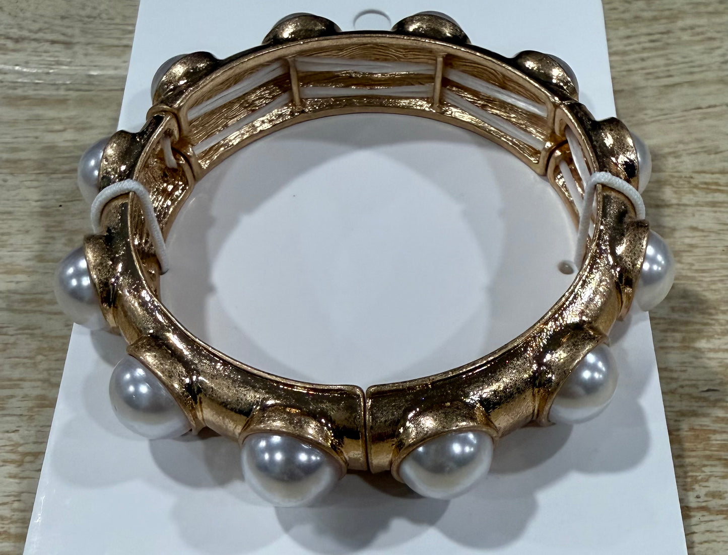 Pearl + Gold Statement Bracelet